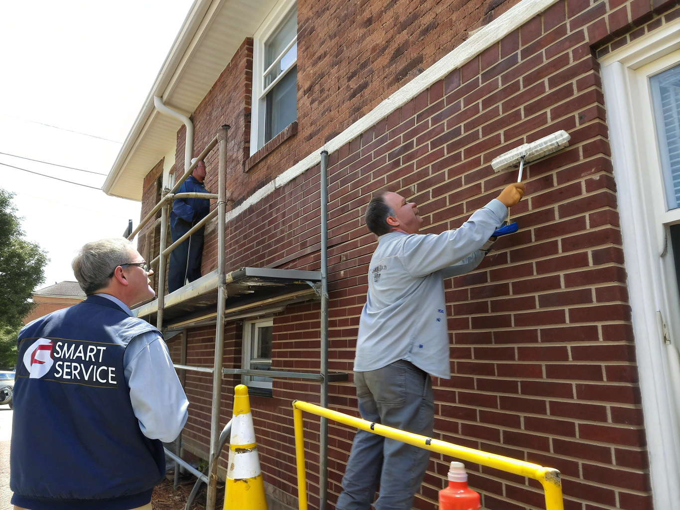 Community restoration efforts in a vandalized urban area